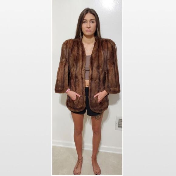 Vintage Carmans Omaha’s Style Center Fur Jacket Womens Luxurious Brown Stole VTG - Picture 4 of 16
